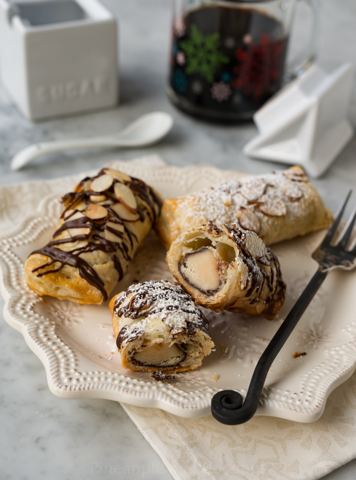 Petit Pains au Chocolat aux Amandes (Simple Petite Chocolate Almond Croissants) www.pineappleandcoconut.com #christmasweek