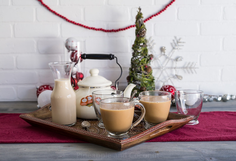 Aprés Ski Boozy Tea (with homemade vanilla maple coffee creamer) #holidayfoodparty www.pineappleandcoconut.com