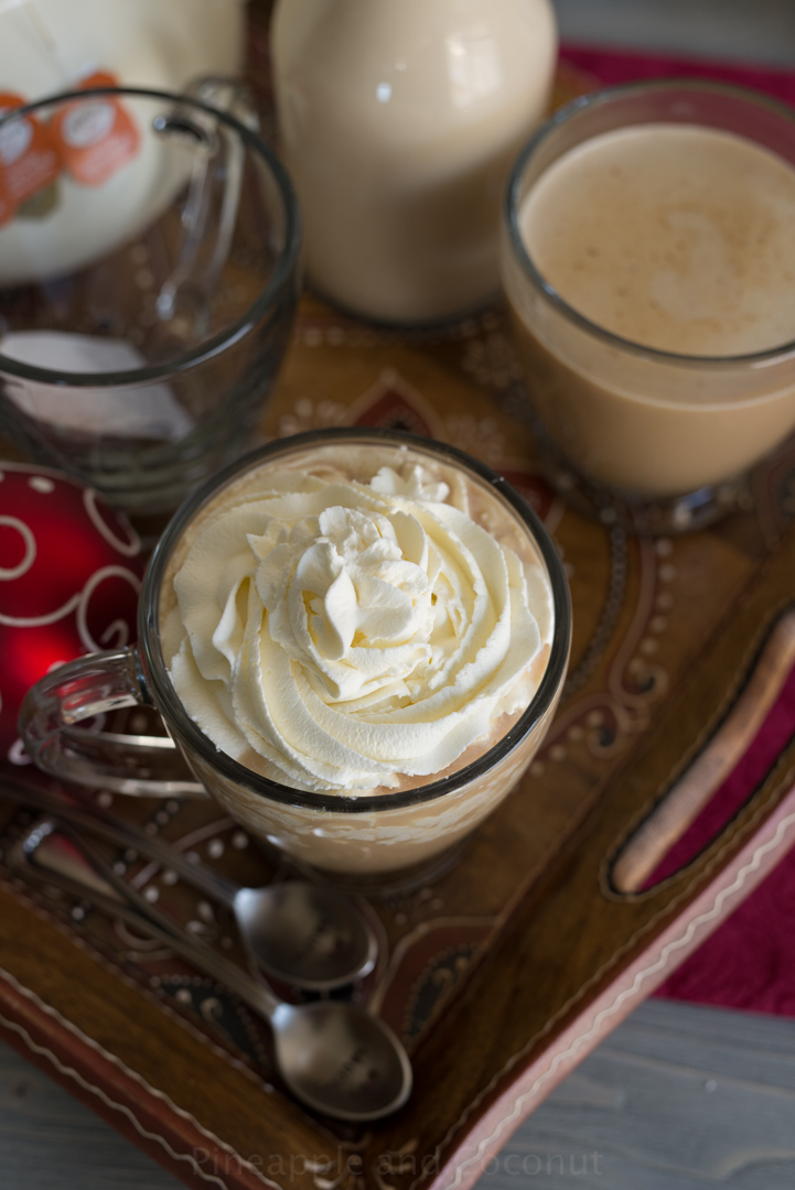 Aprés Ski Boozy Tea (with homemade vanilla maple coffee creamer) #holidayfoodparty www.pineappleandcoconut.com