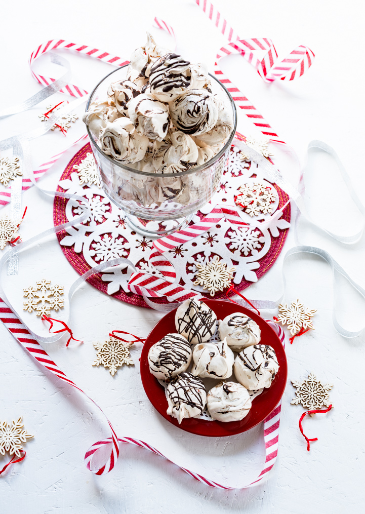 Dark Chocolate Swirled Peppermint Chip Meringue Cookies www.pineappleandcoconut.com #worldmarketribe