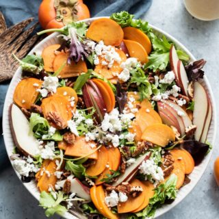 Pear Persimmon Salad with Maple Apple Cider Vinaigrette www.pineappleandcoconut.com