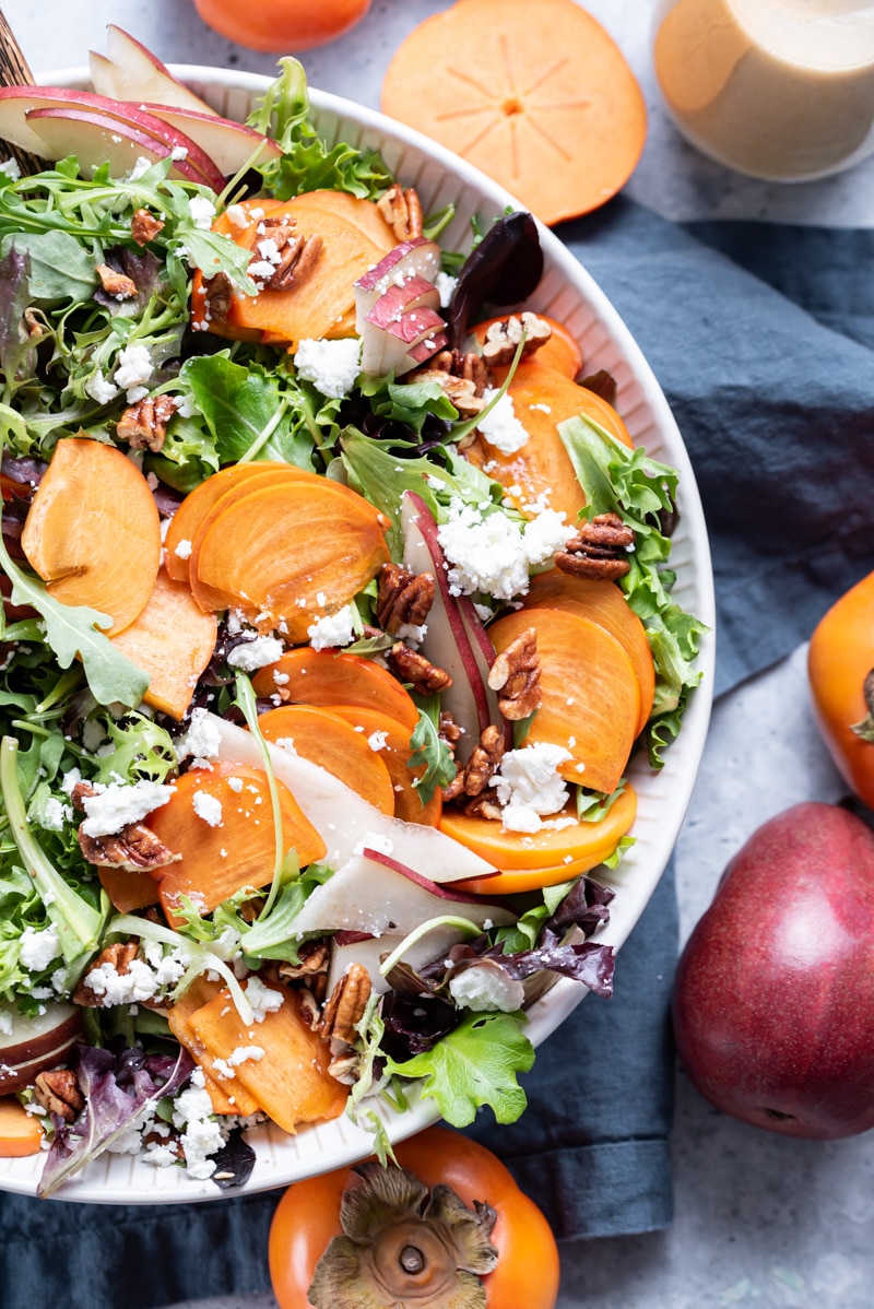 Pear Persimmon Salad with Maple Apple Cider Vinaigrette www.pineappleandcoconut.com