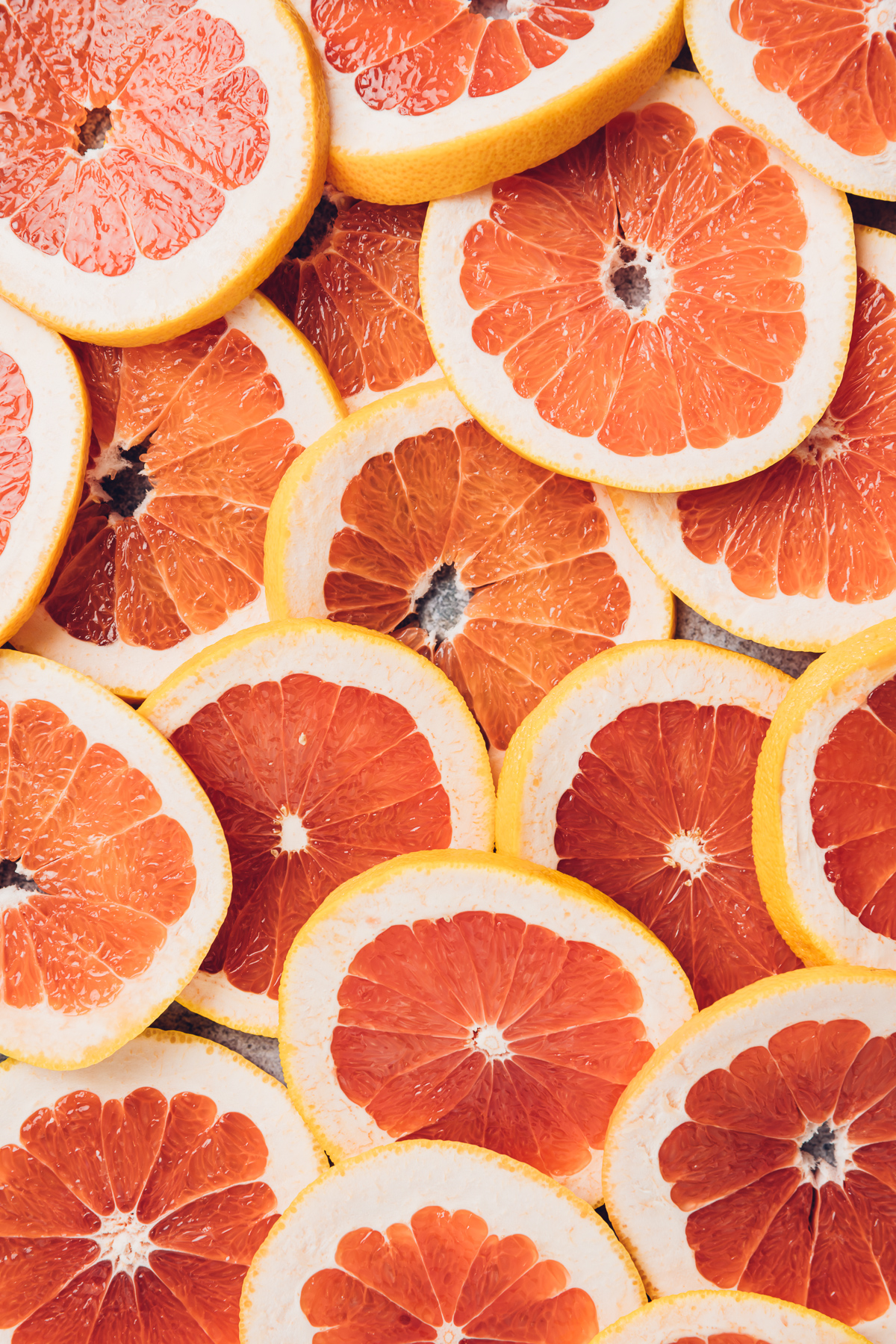 pink grapefruit slices