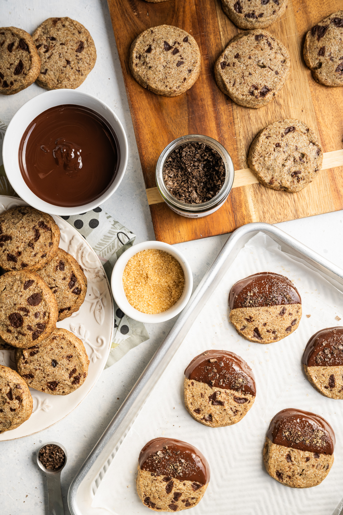 half chocolate dipped espresso shortbread cookies 