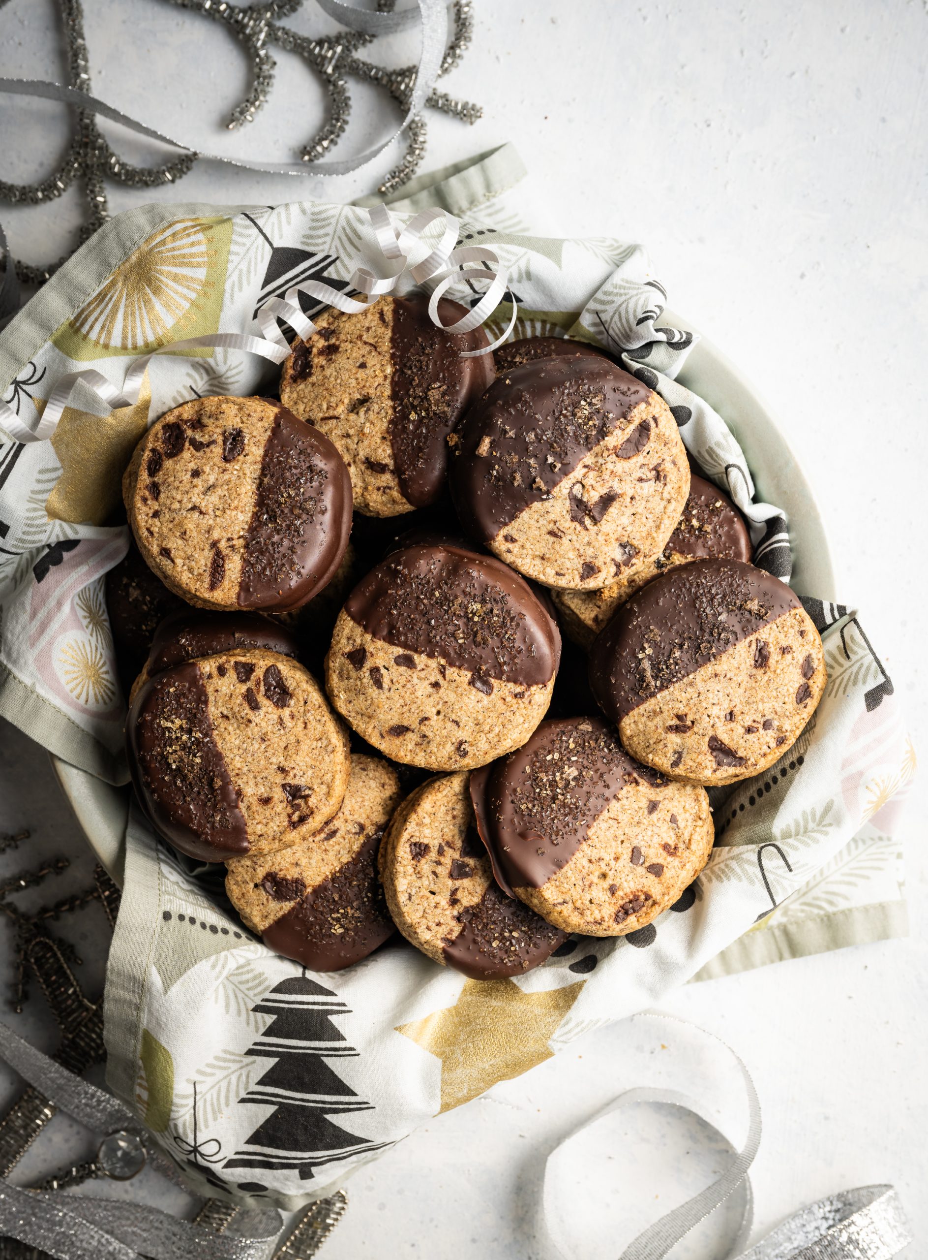 half chocolate dipped espresso shortbread cookies 