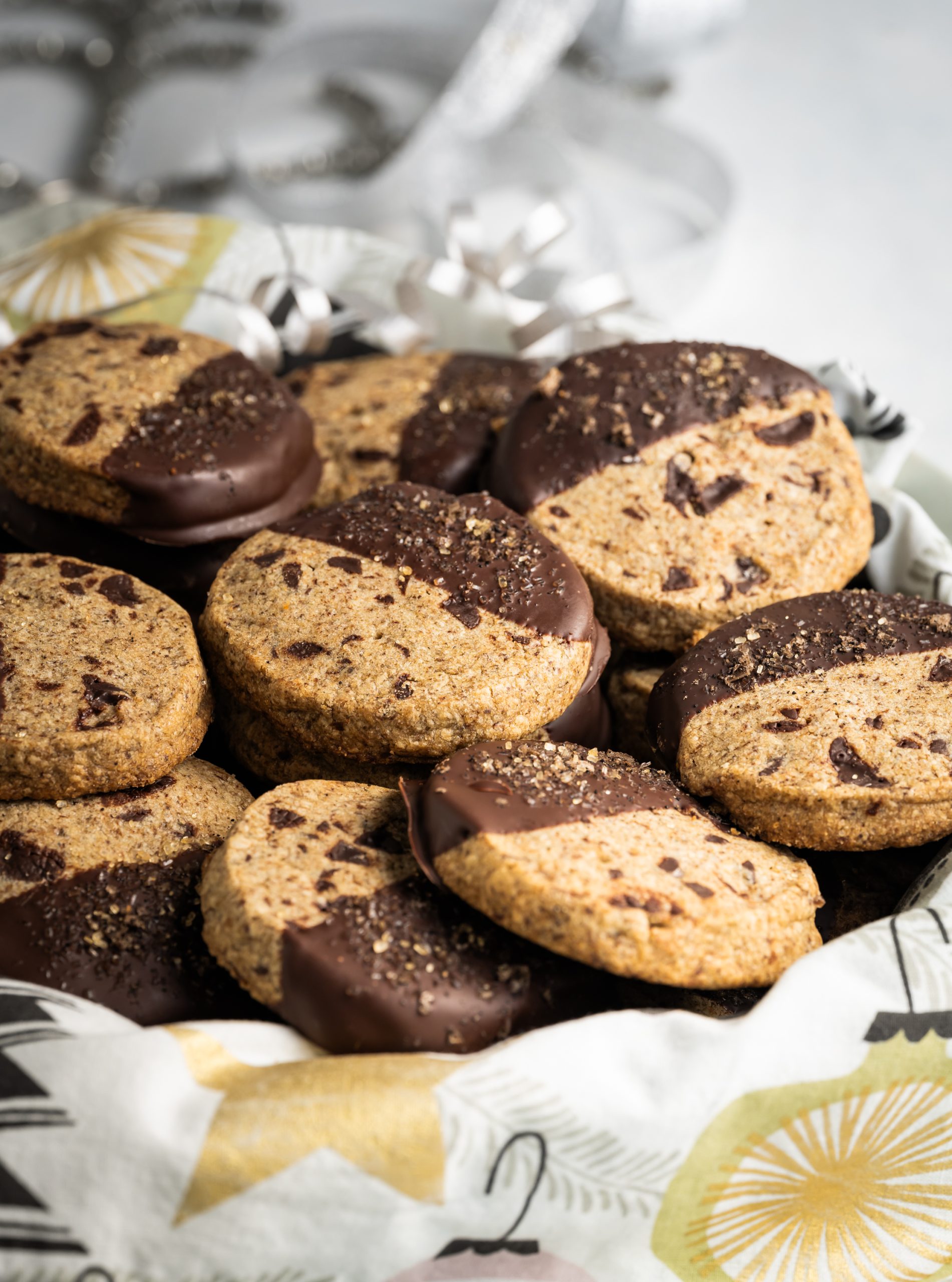 half chocolate dipped espresso shortbread cookies 