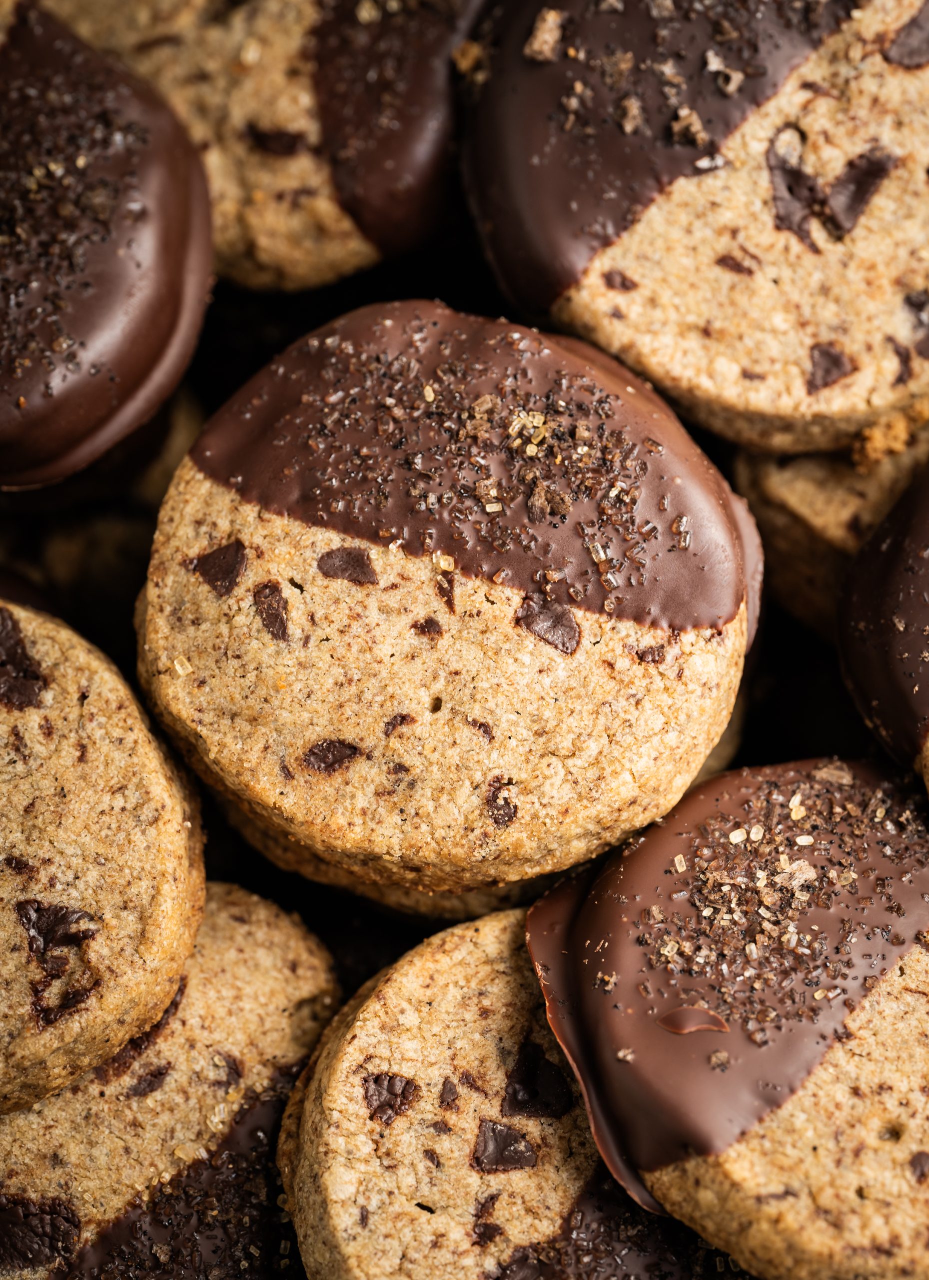 half chocolate dipped espresso shortbread cookies 